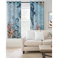 thumbnail image 3 of Blackout Curtains for Bedroom, Blue Coastal Seahorse Room Darkening Window Drapes for Living Room, Summer Beach Starfish Botanical Thermal Insulated Grommet Curtains, 52x45 inch, 2 Panels, 3 of 9