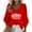 #0226-Red, variant on Uootdi Christmas Long Sleeve Shirts Gift for Women V Neck Christmas Printed 3/4 Sleeve Tshirts Tops Fashion Ladies Holiday Xmas T op