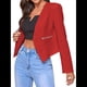 thumbnail image 2 of Blazer Corto para Mujer, Chaqueta Informal/de Trabajo de Larga con Abertura Frontal y Bolsillos Rojo 4XL, 2 of 8