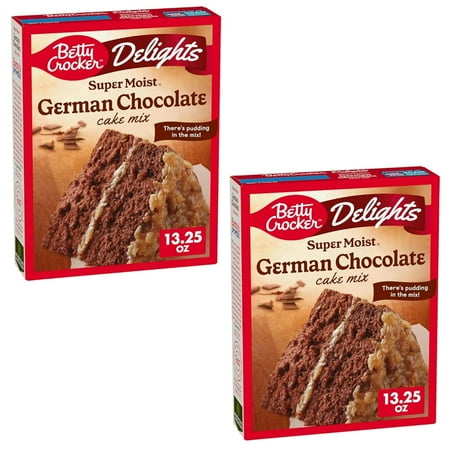 Pack of 2 - Betty Crocker Delights Super Moist German Chocolate Cake Mix 13.25 oz