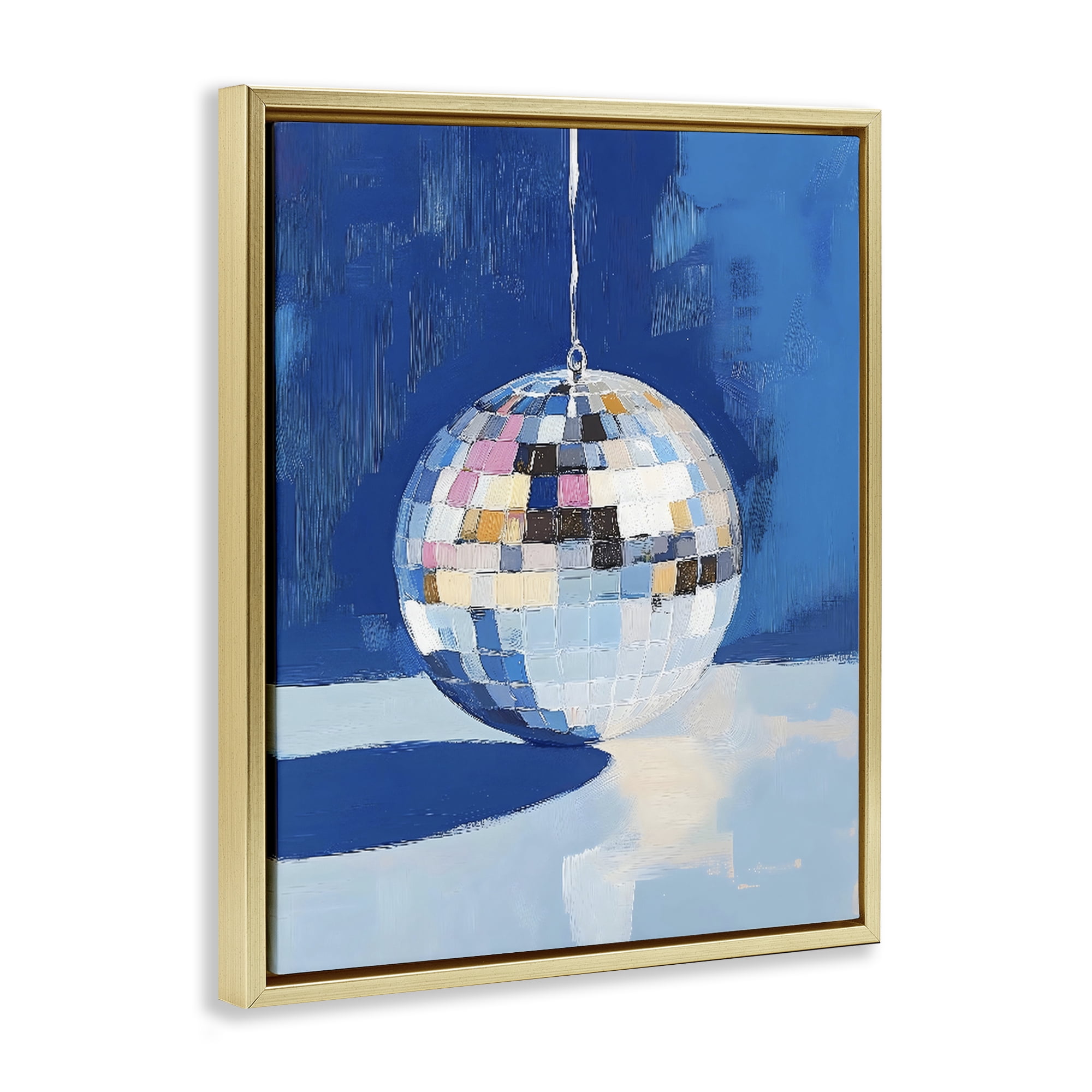 Stupell Industries Silver Dance Disco Ball Gold Framed Floater Canvas Wall Art, design by The Prints Vibe