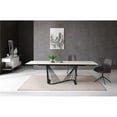 thumbnail image 1 of Whiteline DT1633E-WHT Roma Extendable Dining Table - 8 mm Glass Layer & 3 mm White Ceramic Top, Black Powder Coated Metal Base, 1 of 1