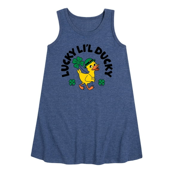 Instant Message - St. Patrick's Day Lucky Lil Ducky - Toddler & Youth Girls A-line Dress