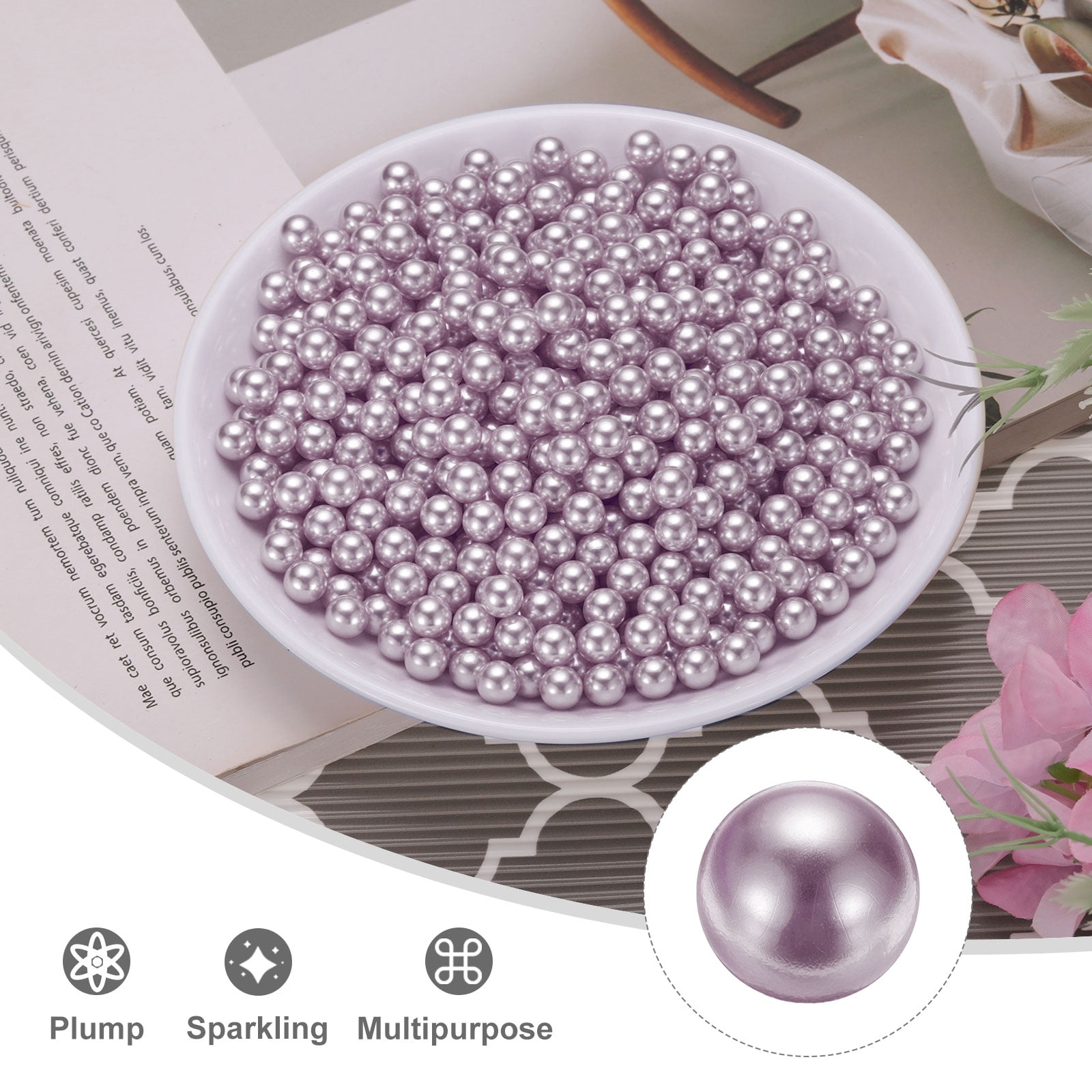 Unique Bargains Faux Pearl for Crafting No Hole Pearl for Vase Filler Light Purple 1000Pcs
