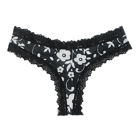 

WZHKSN Women Floral Panty Black See Through Briefs 1-Pack