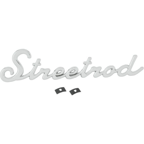 Speedway Motors Street Rod Script Emblem Triple Chrome Plated Universal Fit Badge with Mounting Clips 7 Inch Length 1-5/8 Inch Height Stud Mount Classic Hot Rod Custom Exterior
