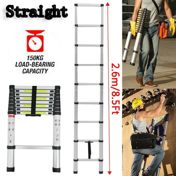 Dayplus Aluminum Telescoping Ladder 8.5FT Extension Ladders for Home Collapsible Ladder