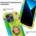 thumbnail image 6 of JTCASES for iPhone 14 Pro Case, Heavy Duty Protection Hybird PC Silicone 360° Rotating Ring Bracet Magnetic Car Mount Fully Coverage Slim Non-Slip for iPhone 14 Pro, Colorful/Yellow, 6 of 6