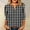 Black, variant on Women's Gingham Plaid Tee 3/4 Sleeve Henley Partial Button Neck Soft Loose Fit Casual Check Pattern Daily Blouse Khaki L