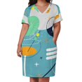 thumbnail image 2 of Vestido de verano para mujer 2025 con bolsillos sueltos, estilo retro atómico abstracto y estilo playero., 2 of 6