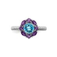 thumbnail image 3 of Gem & Harmony 1.60 Carat (Ctw) Blue Topaz and Amethyst Ring in Sterling Silver for Women, 3 of 6