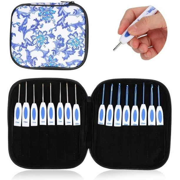 Clover Crochet Hooks Set 16pcs With Portable Case For Diy Hand Knitting Art  For Lovers(blue)