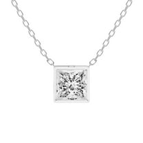 Diamond Pendant Necklace| 6 Ct IGI Certified Princess Shape Lab Grown Diamond | Globe Slider Bezel Solitaire Lab Diamond Pendant Necklace In 18K White Gold | FG-VS1-VS2 Quality Friendly Diamonds