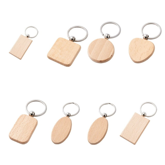 VONKY Wooden Keychain Durable Delicate Small Wood Key Ring Multipurpose Pendant Buckle Decorations Collection Christmas Rectangle 3*5