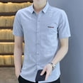 thumbnail image 5 of Camisa y blusa de manga corta para hombre, diseño a rayas, estilo vintage, de alta calidad, con botones, estilo moderno, ajustado, estética, para verano, 5 of 5