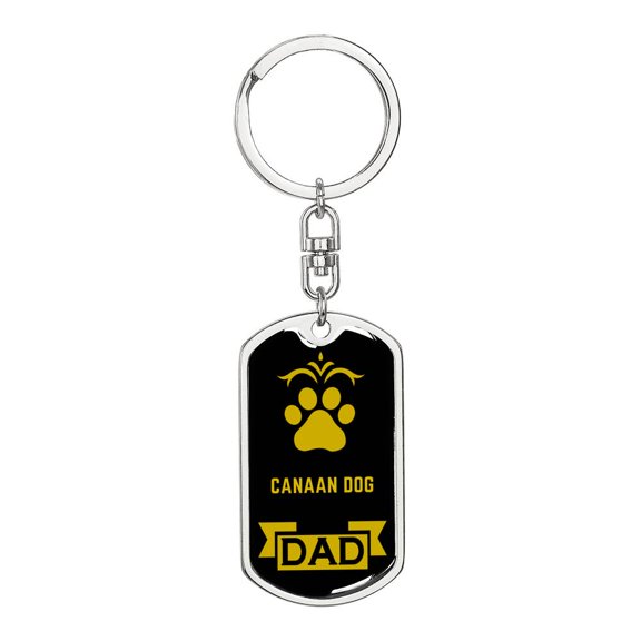 Canaan Dog Keychain Stainless Steel or 18k Gold