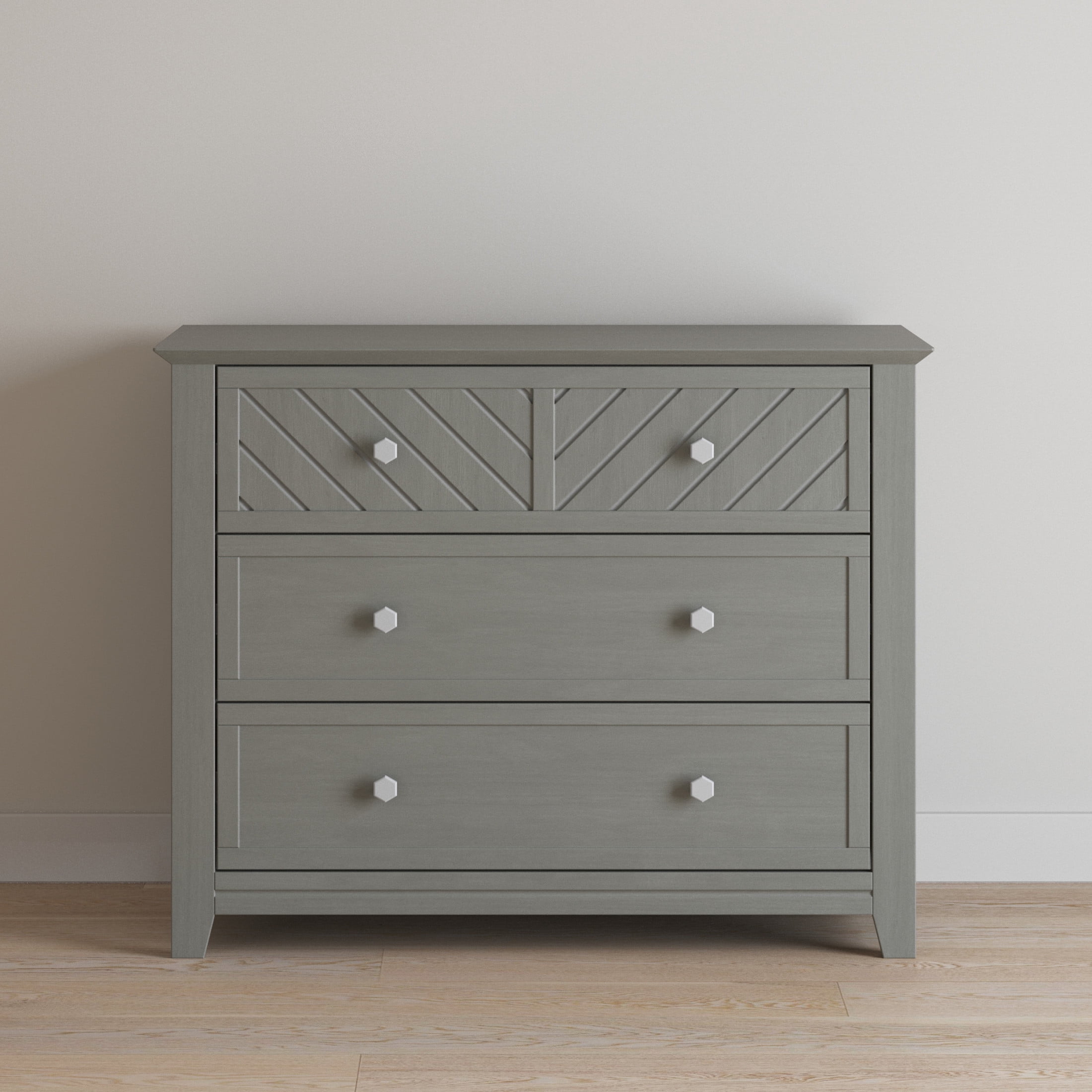 Child Craft Atwood Crib and Dresser Nursery Set, 4-in-1 Convertible Crib with 3-Drawer Dresser, Lunar Gray, 2-Piece