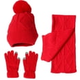 thumbnail image 2 of Tachiuwa Tuque d'Hiver Foulard Gants Adultes Cache-Cou Décontracté pour Course Vacances Ski Rouge, 2 of 6