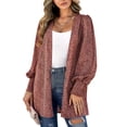 thumbnail image 1 of Cárdigan de manga farol para mujer, estampado clásico de leopardo a la moda, Otoño Invierno, camisas estampadas de manga larga, Tops, rojo pardusco XL, 1 of 6