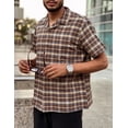 thumbnail image 4 of COOFANDY Mens Button Up Shirts Short Sleeve Collared Button Down Shirt Men Checkered Shirt, 4 of 7