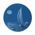 thumbnail image 1 of Sailboat Nautical Mouse Pad for Computers, Night Sea View Sail Boat in Moonlight Wavy Nautical Ship Illustration, Round Non-Slip Thick Rubber Modern Mousepad, 8" Round, Violet Blue, by Ambesonne, 1 of 2