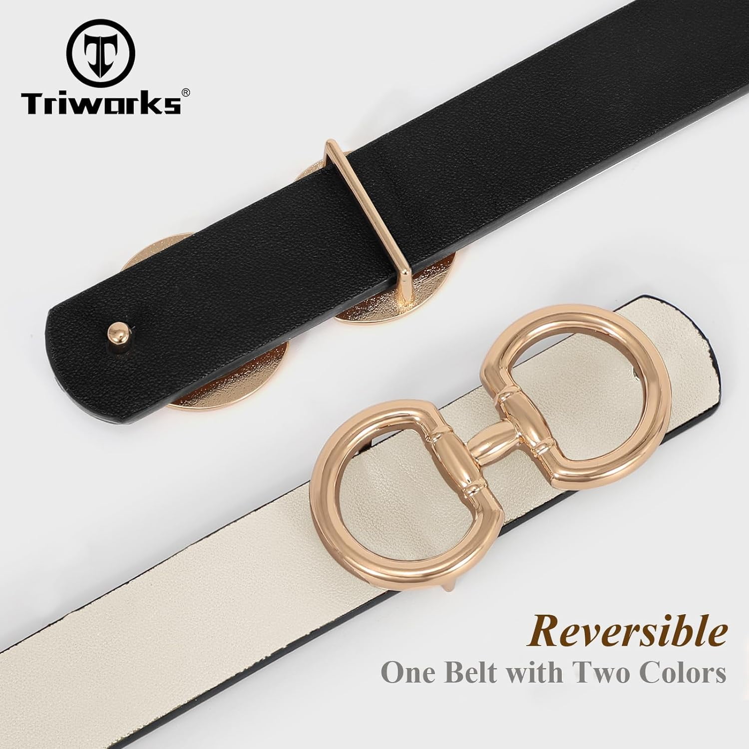 Women Reversible Leather Belt for Jeans Pants Fashion Ladies 