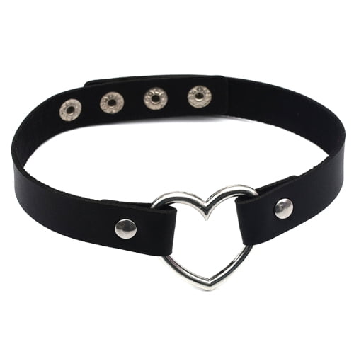 Punk Love Heart Bowknot Bell Adjustable Leather Choker PU Necklace Collar  Chain Women Accessories Goth Choker, Fashion Choker