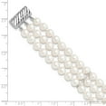 thumbnail image 4 of Primal Silver Sterling Silver Rhodium-plated 6-7mm White Freshwater Cultured Pearl 3 Strand Bracelet, 4 of 4