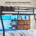 thumbnail image 3 of Afuhokles Bunk Bed Twin Over Twin with 4 Storage Drawers and Shelves, Charging Station, Metal Loft Bed with LED Light, Brown, 3 of 8