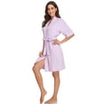 thumbnail image 2 of ANLIQI Womens Bamboo Rayon Short Robes Lightweight Kimono Cotton Robe Soft Knit Bathrobe Ladies Loungewear with Pockets(Light Purple,XL), 2 of 5