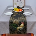 thumbnail image 4 of Table Runner Dresser Scarves 48 Inch Long, Farmhouse Cock Rooster Animal Linen Dining Table Runners Retro Gold Plant Texture on Black Tabletop Scarf for Wedding Holiday Party Kitchen, 4 of 7