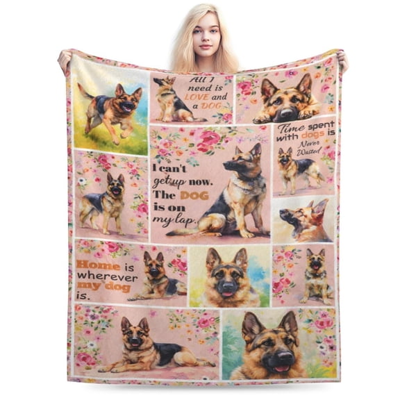 German Shepherd Gifts German Shepherd Blankets Dog Throw Blanket for Dog Lovers Mom Dad Flannel Puppy Print Blanket for Couch Sofa Bed Car 50x40