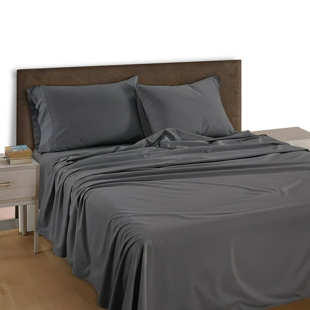 Casa Platino Juego de Sábanas Tamaño Queen 100% Algodón – Percal Refrescante Naturalmente Transpirable, Comodidad Suave para Hotel, Píldora Baja con Bolsillo de 15” de Profundidad – Carbón