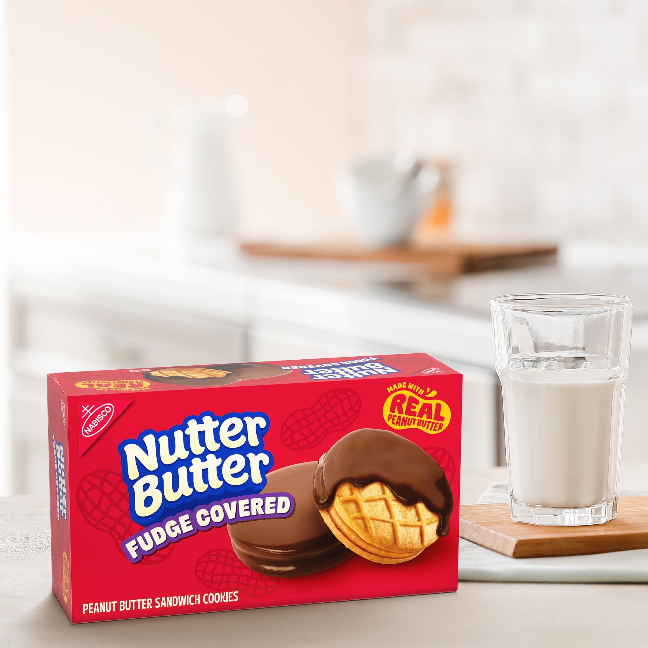 NUTTER BUTTER Fudge Covered Peanut Butter Sandwich Cookies, 7.9 oz