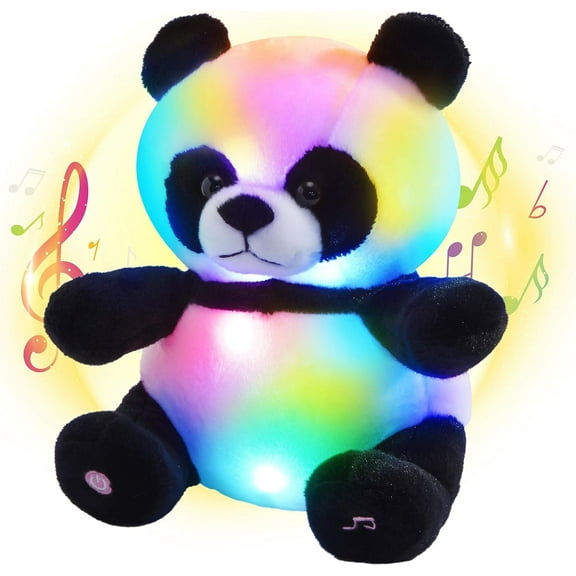 Houwsbaby 12 Inch Musical Light-up Panda Plush Toy, Adorable and Realistic LED Soft Doll with Night Light, Glow-in-the-Dark, Perfect for Kids' Birthday, Valentine's Day, Christmas,Halloween, Gifts