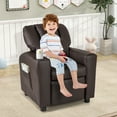 thumbnail image 4 of Costway Kids Recliner Chair with Cup Holder & Side Pocket Adjustable Backrest Footrest Brown, 4 of 10