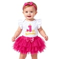 thumbnail image 4 of Rhuody 0-3 Months Newborn Girls Outfits Short Sleeve Birthday Dress Crewneck Romper Skirt For First Birthday Celebration Adorable Clothing Pink1, 4 of 5