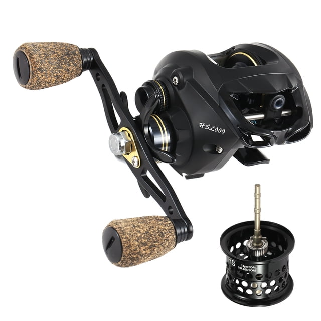 EXBERT HS200 Bobine Double Moulinet Baitcasting avec 18+1 Roulements, Frein 10kg, Rapport de Vitesse 6.3:1, Poignée en Liège Antidérapante, Options Main Gauche/droite