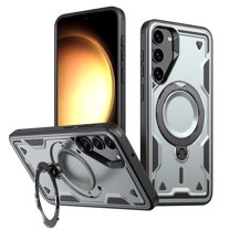 360° Rotatable Magnetic Ring for Samsung Galaxy S23 Case, Compatible with MagSafe [Non-Slip Texture Edge] [Built-in Kickstand] [Military Shockproof] Matte Soft TPU Bumper Ultra Slim, Gray