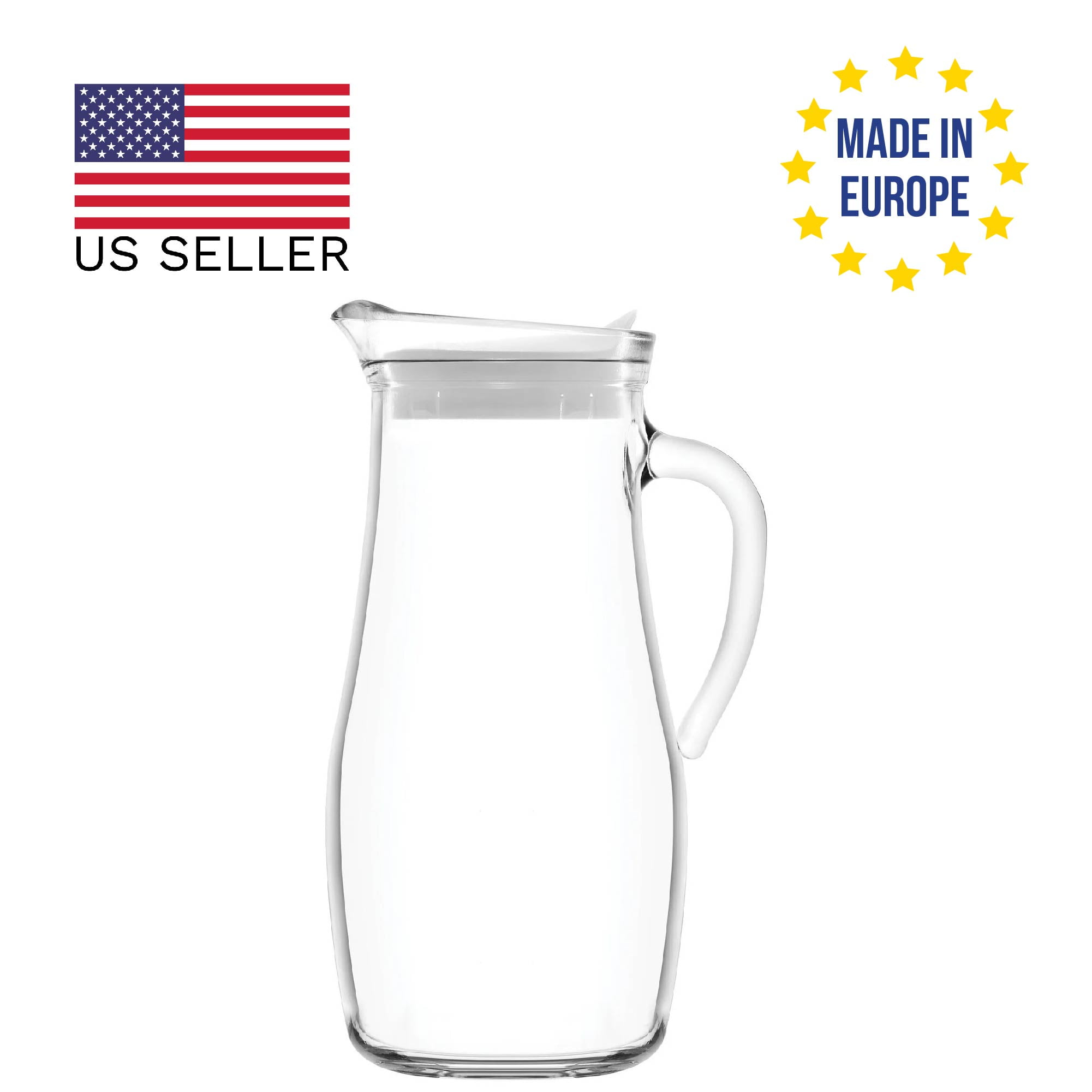 LAV Misket Glass Pitcher with Spout and Handle, Water Pitcher with Lid
