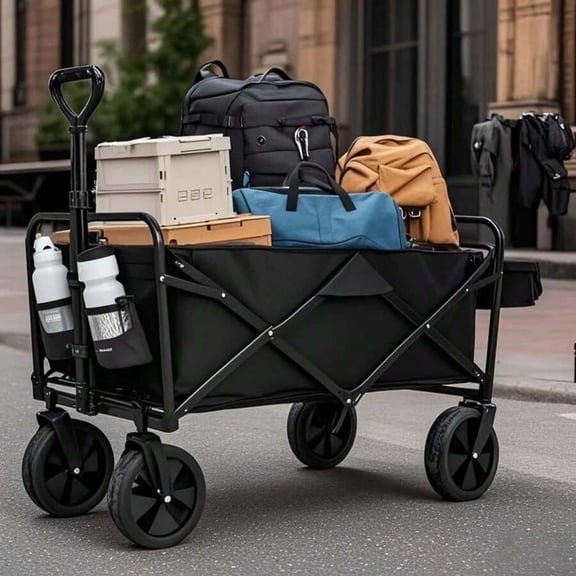 Heavy Duty Collapsible Wagon Cart - Large Capacity Foldable Beach Cart For Camping,Sports,Shopping & More , Portable & Easy To Store