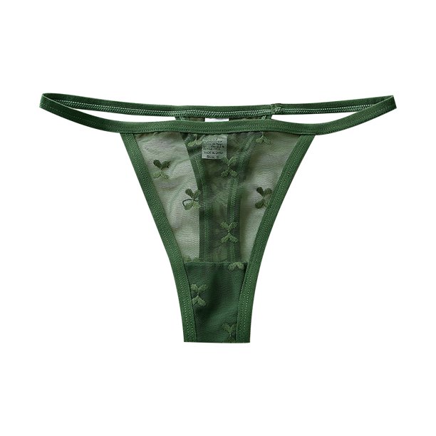 Gibobby Calzoncillos sexy Ropa interior de de algodón de encaje con correa fina sexy para mujer(Verde,M)