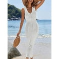thumbnail image 4 of Women'S Long Crochet Beach Cover-Up Swimsuit Mesh Swimsuit Beach Long Sleeveless Dress Summer White M, 4 of 8