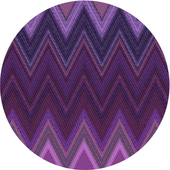 Ahgly Company Machine Washable Indoor Round Transitional Dark Orchid Purple Area Rugs, 8' Round
