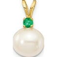 thumbnail image 1 of 14K Yellow Gold Emerald 8-8.5mm White Round Fwc Pearl Pendant Made In Canada xf742/e, 1 of 4