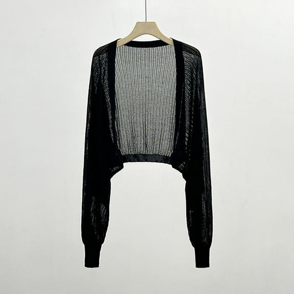 Xixinqiwan Sun Knit Cardigans for Women Lightweight Long Sleeve Open Front Mesh Shrugs Evening Formal Bolero