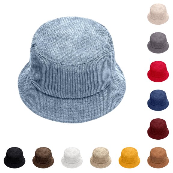 Autumn Winter Corduroy Fisherman Hat Unisex Street Style Beret Hat Adjustable Bucket Cap Black Kids Bucket Hat One Size