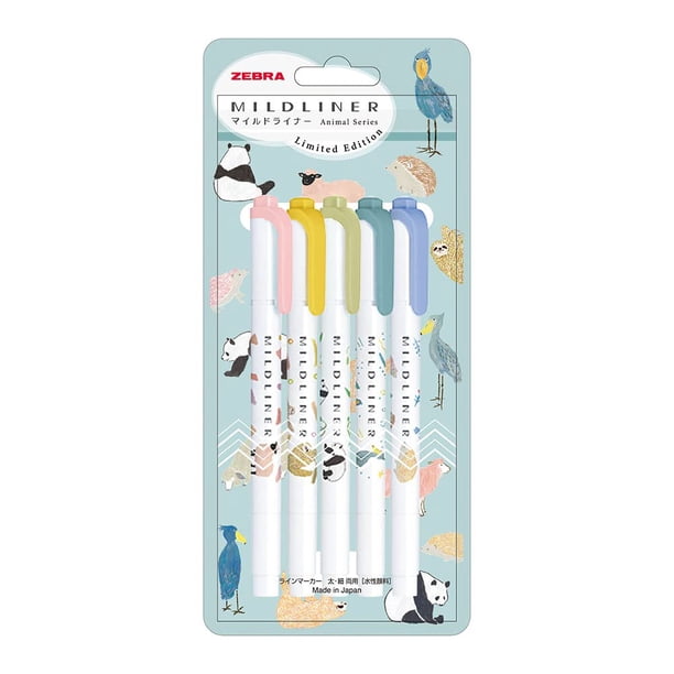 Resaltador Zebra Mildliner WKT7-AS-5C-B, Set de 5 Colores