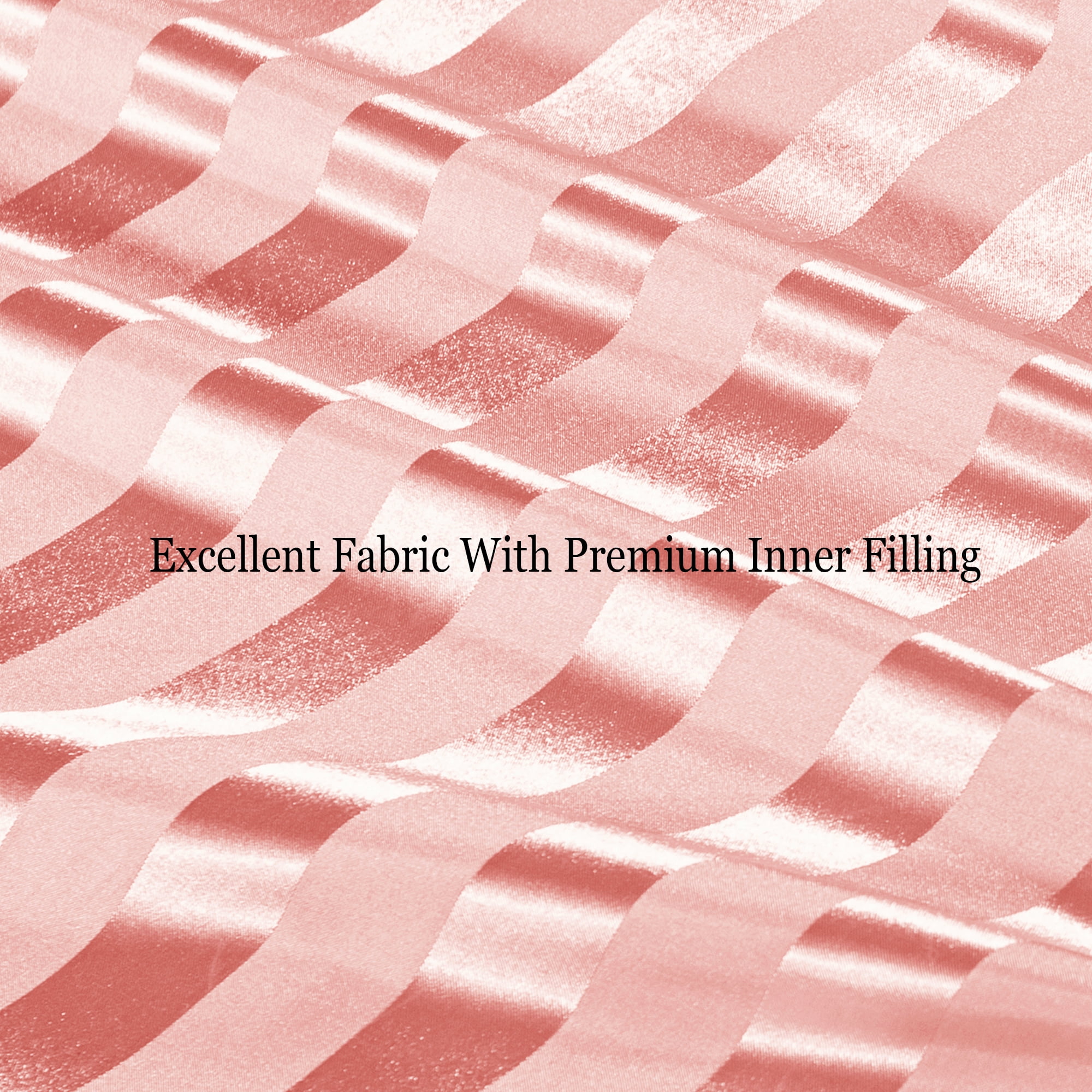 Whale Flotilla 3-Piece Luxury Stripe Satin Queen Size Comforter Set, Reversible Silky Soft Bedding Set with 2 Pillowcases, Lightweight All-Season Comforter, Pink