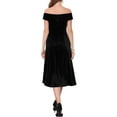 thumbnail image 3 of INSPIRE CHIC Women's Velvet Dress Off the Shoulder Vintage Cocktail Evening A-Line Dresses S Black, 3 of 6